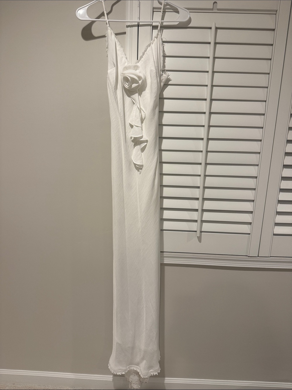 Prosecco White Rosette Frill Maxi Dress